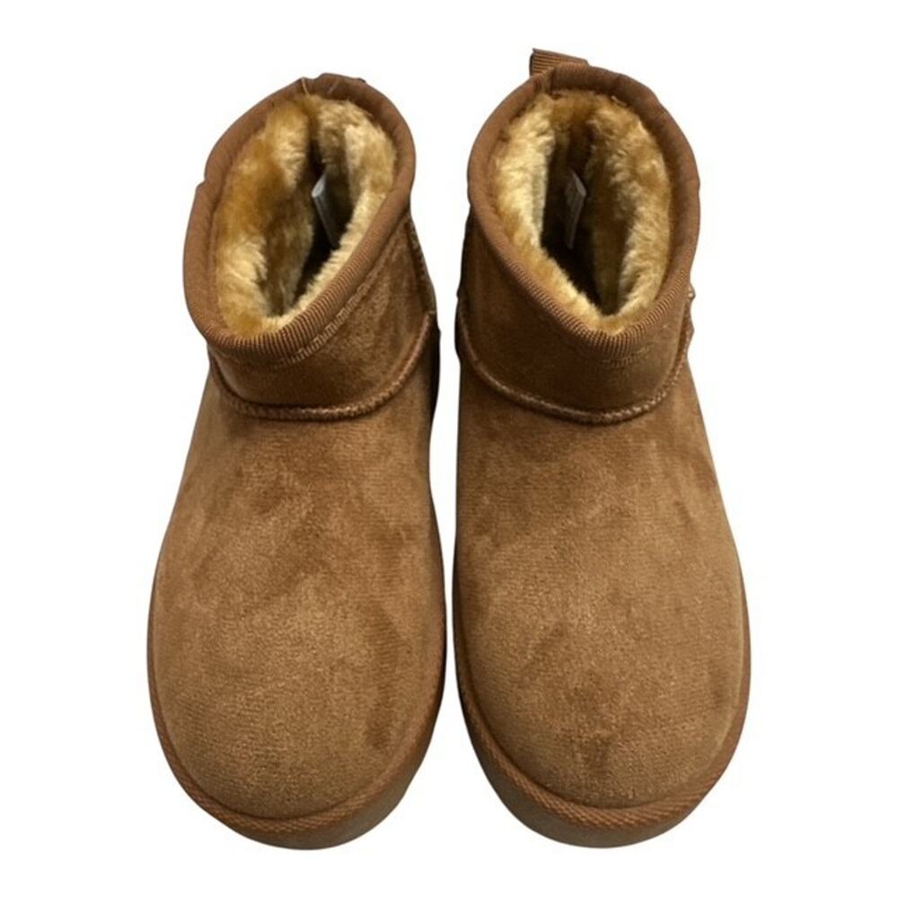 Olivia & Kate Big Girls 3 Medium Boots Brown Faux Suede Sherpa Lining Flat Heel - Picture 3 of 7